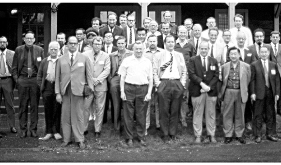 Participants at a 1971 whale biology conference. Sheila Minor is pictured in the second row, center left. Photo via @mycandacejean