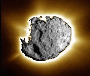 The surface of Wild 2 is pockmarked with craters.