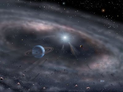 Planets forming around a young star (artist’s vision)