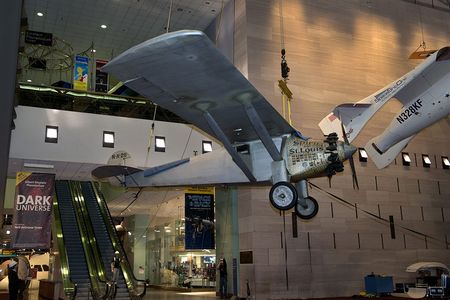 On January 14, museum staff lowered the historic "Spirit of St. Louis" to the ground floor.