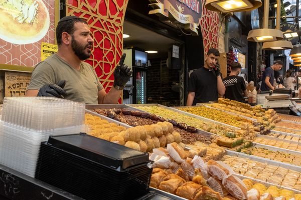 Pastry stand at the Shuk thumbnail