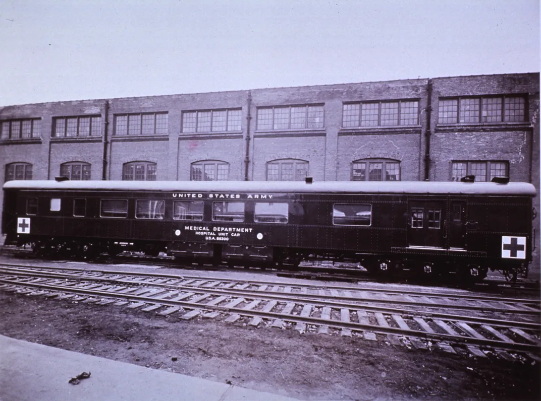 Exterior of an Army hospital train