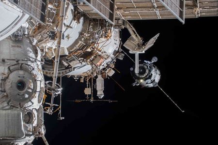 The ICARUS antenna (right) on the exterior of the International Space Station.      
