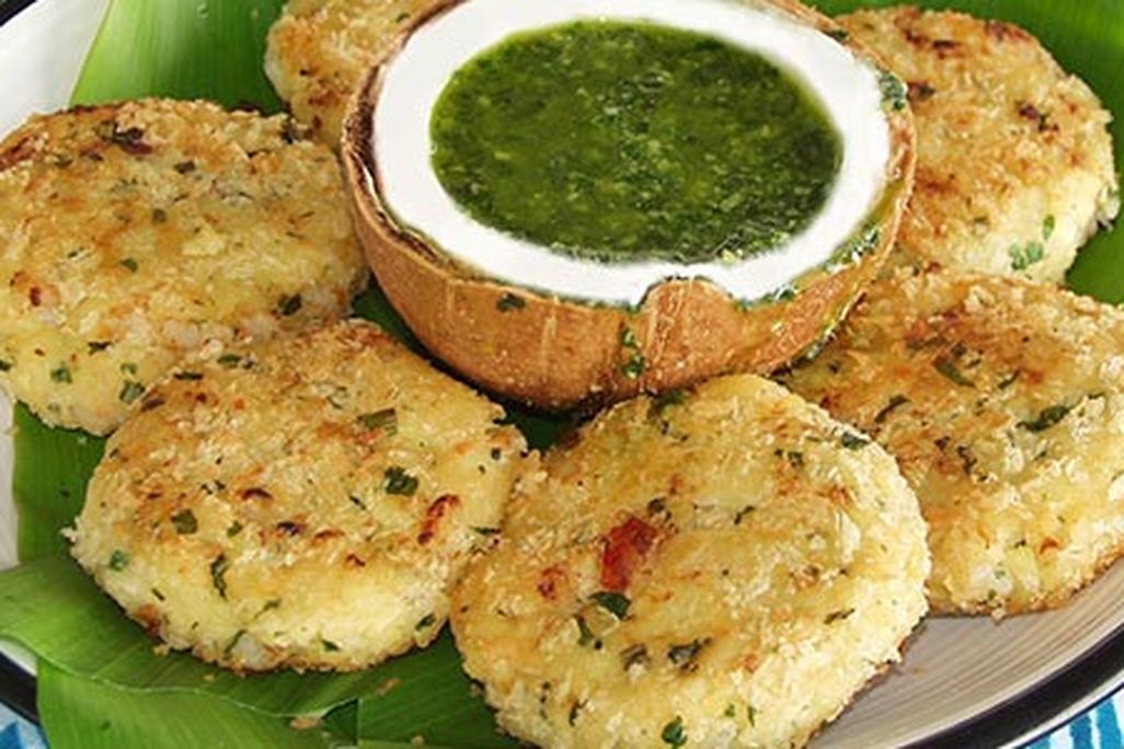 Breadfruit shrimp cakes
