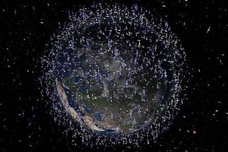 There is a lot of debris in orbit right now. Note, the debris is not shown to scale.