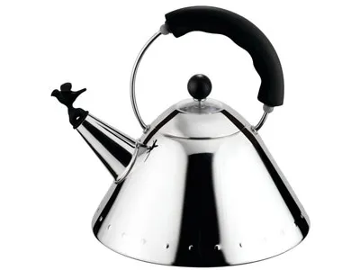 The whimsical Alessi bird whistle tea kettle, designed by architect Michael Graves in 1985, is the company's best-selling item of all time.