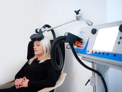 In transcranial magnetic stimulation, a magnetic device placed near the skull delivers painless pulses to the brain.