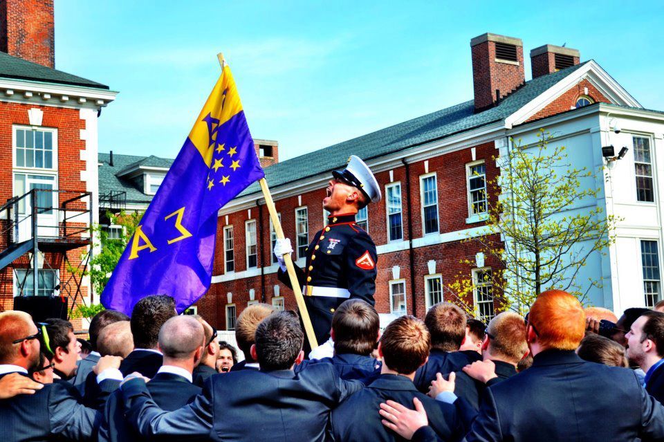 Group of Members of a fraternity during an annual event with an honorary brother being the
