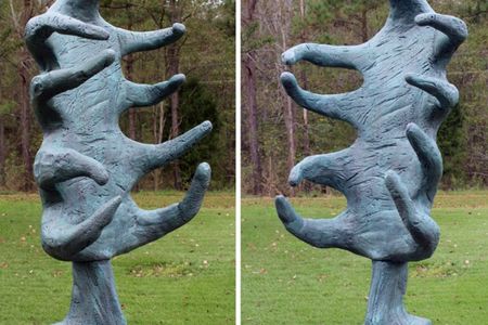 Police are asking for the public's help locating the statue, as well as a lamppost stolen from the set.