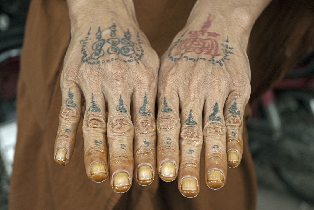 Saffron Hands After Dying His New Clothes With Saffron Dye A Buddhist Monk In Chiang Mai