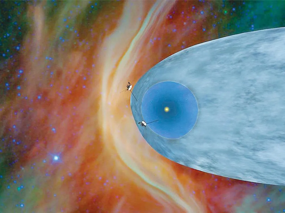 illustration of Voyager spacecraft going into interstellar space