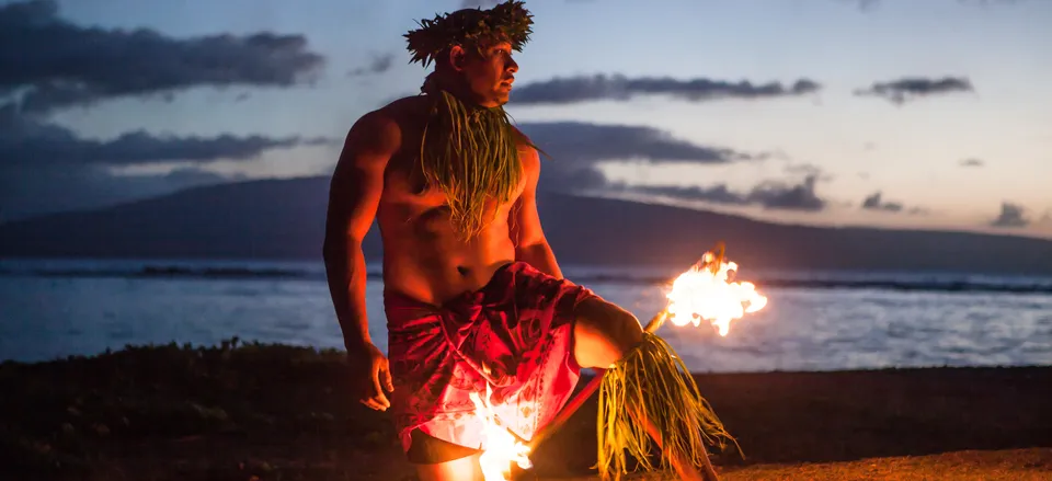  Fire dancer at a luau 