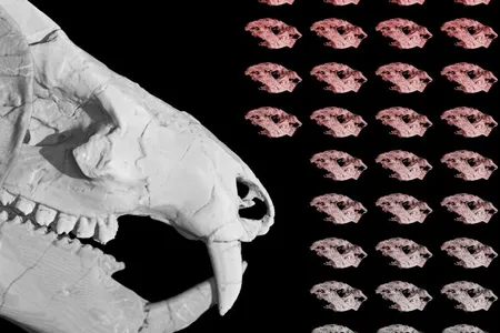 A figure representing the Kayentatherium babies found with an adult specimen. They are the only known fossils of babies from an extinct mammal relative that lived during the Early Jurassic. 