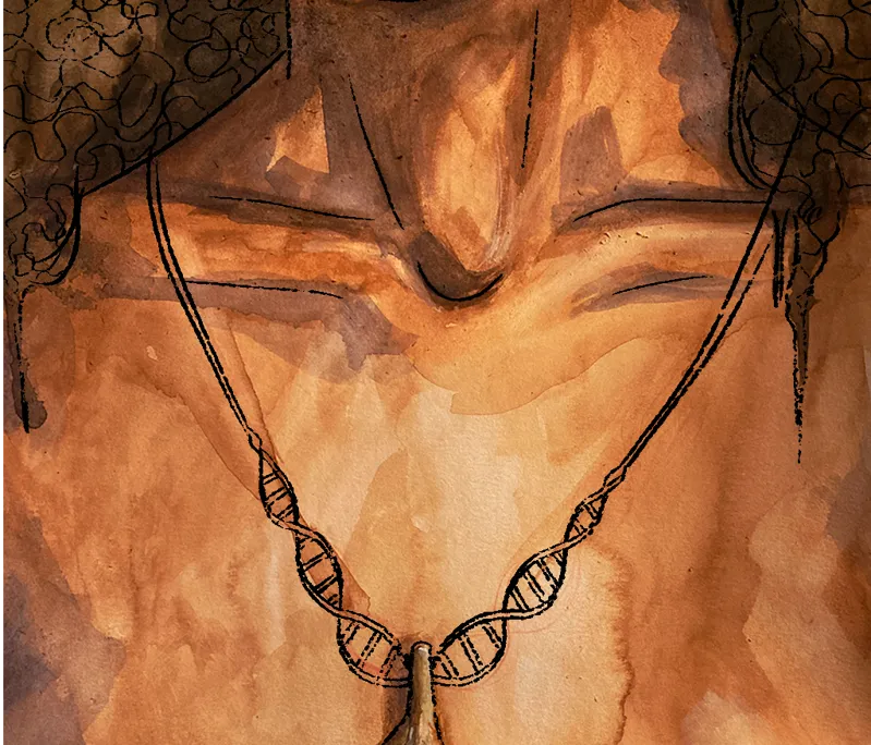 Illustration of woman's neck wearing a necklace
