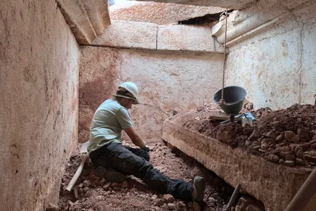 The buried limestone chamber dates to the third or fourth century C.E.