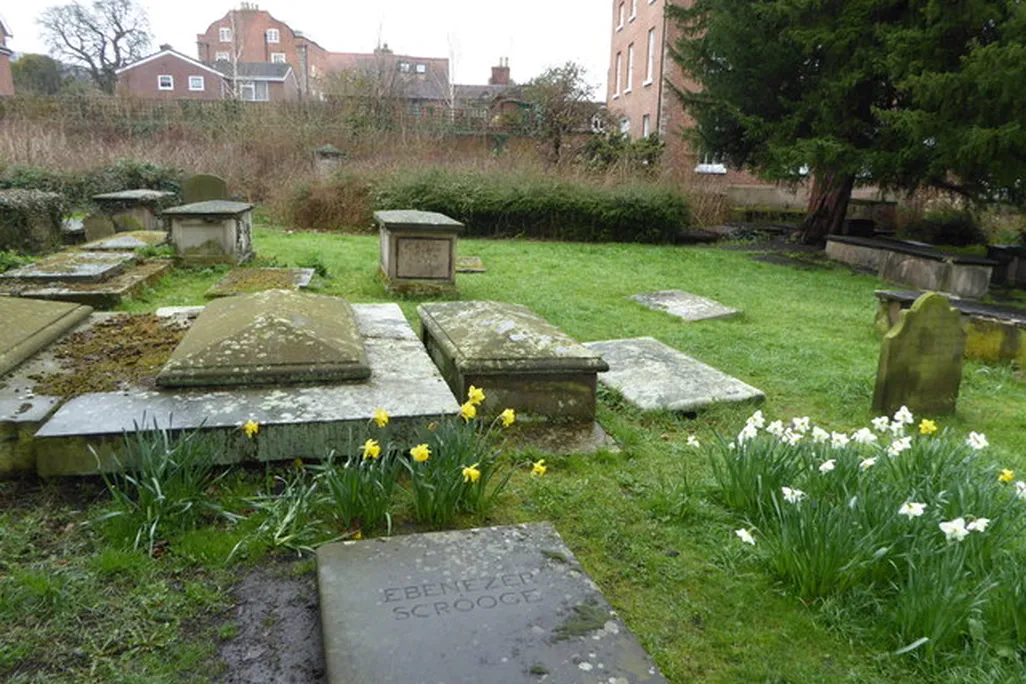 Ebenezer Scrooge's grave in St. Chad's graveyard, Shrewsbury
