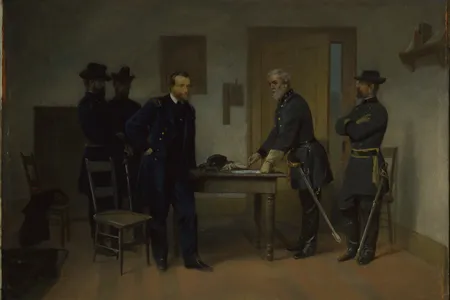 Lee surrendering to Grant at Appomattox