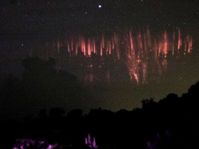 One of the largest sprite bursts to ever be caught on camera flashes in the sky over Puerto Rico, October 1, 2016.