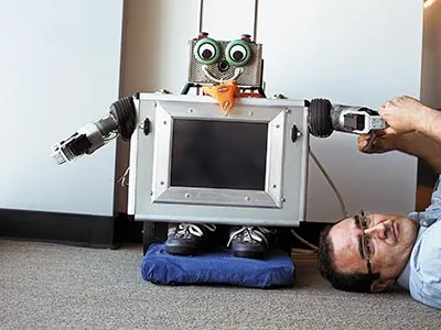 Javier Movellan with robot