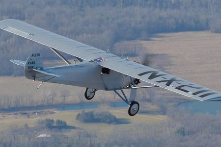 A replica of Spirit of St. Louis flown by Ken Cassens, who spent 20 years working on the aircraft, over upstate New York.