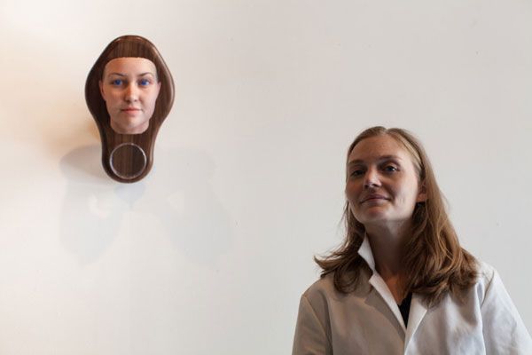 Artist Heather Dewey-Hagborg and her DNA-derived self-portrait.