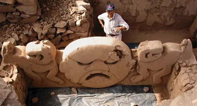 One clue that the Buena Vista site was aligned with the seasons comes from a menacing statue (Ojeda is in the background) that faces the winter solstice sunset.