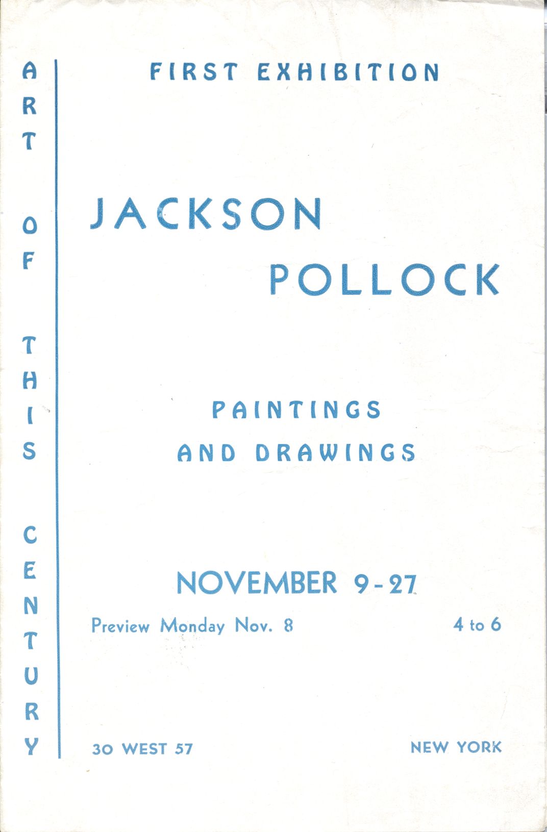 Catalog of Jackson Pollock exhibition at Betty Parsons Gallery