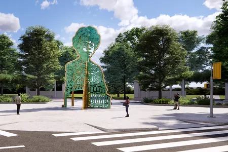 The monument, designed by artists Amanda Williams and&nbsp;Olalekan B. Jeyifous, will be placed at an entrance to Prospect Park.