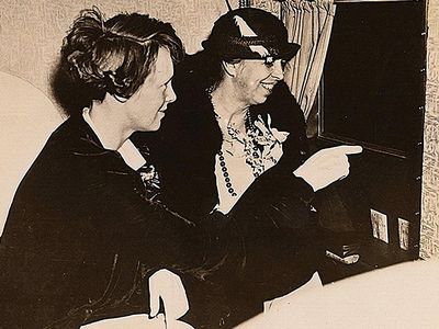 Eleanor Roosevelt (right), shown on a 1933 flight with her friend Amelia Earhart, admired the courage of women pilots, and aimed to become one herself, but her husband objected on the grounds that it was too dangerous. When Earhart disappeared in 1937, Eleanor wrote her daughter Anna: “Heard about Amelia over the radio and felt even lower…I do like her and I’ll miss seeing her if she’s gone but perhaps she’d rather go that way.”