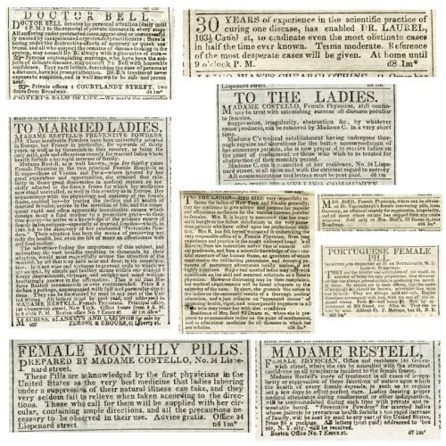 Classified advertisements from the New York Herald and the New York Sun, December 1841