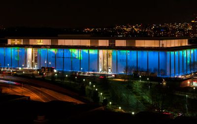 Jesper Kongshaug's Northern Lights display at the Kennedy Center in Washington, D.C.