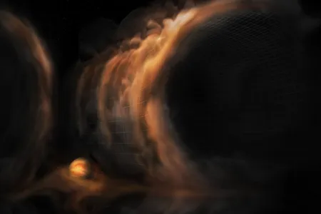 Artist's impression of gas flow in a protoplanetary disk.