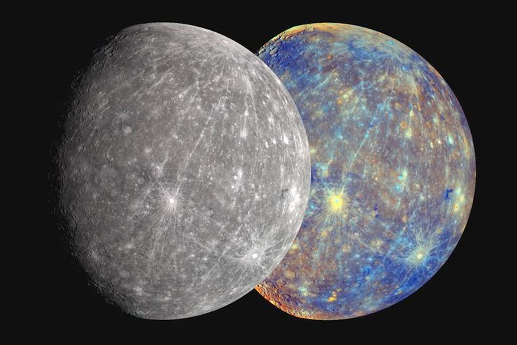 side-by-side of mercury in black-and-white and in color