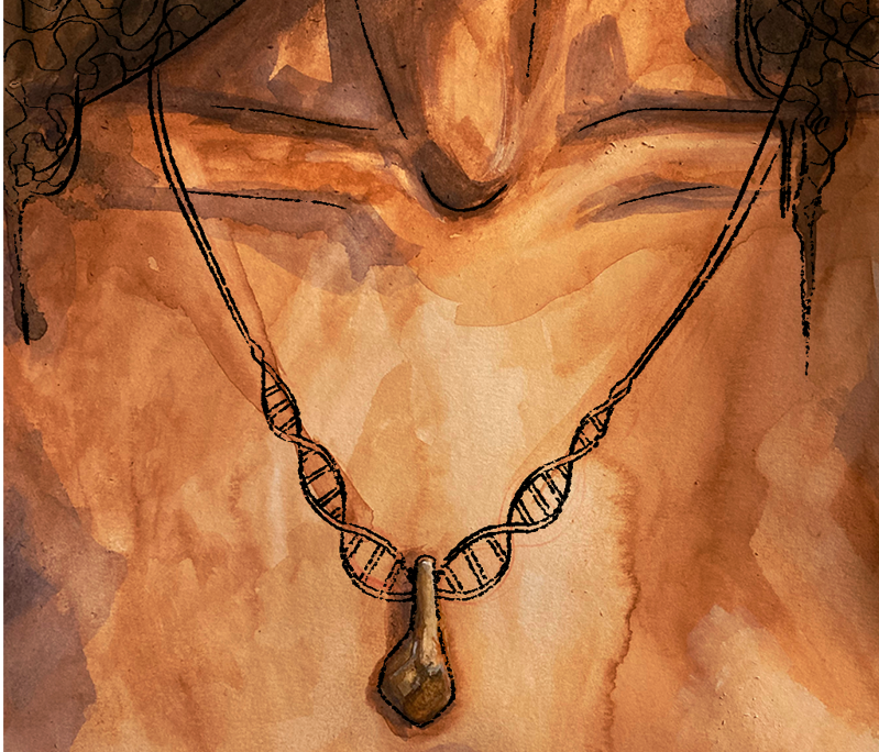 Illustration of woman's neck wearing a necklace