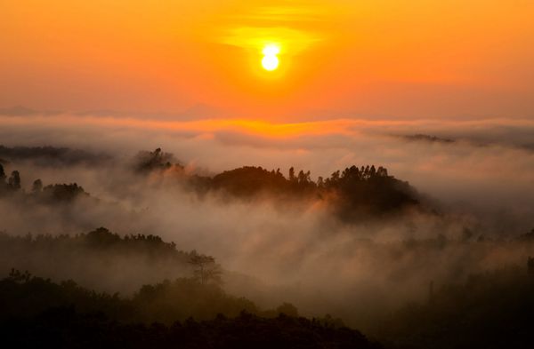 beauty of sunrise on a hill thumbnail