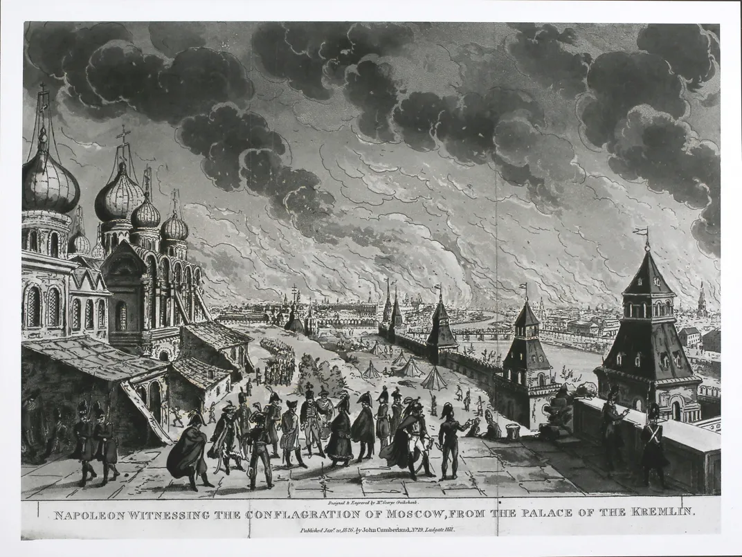 Napoleon watches fire from Kremlin