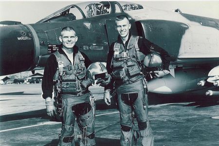 Bob Pardo (left) and Steve Wayne were nearly disciplined for the push, but squadron commander Robin Olds intervened.