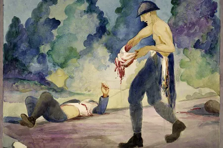 Stragglers—French Wounded in the Retreat of Chateau-Thierry by Claggett Wilson, ca. 1919