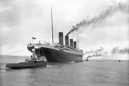 The R.M.S. Titanic, seen departing Belfast on April 2, 1912