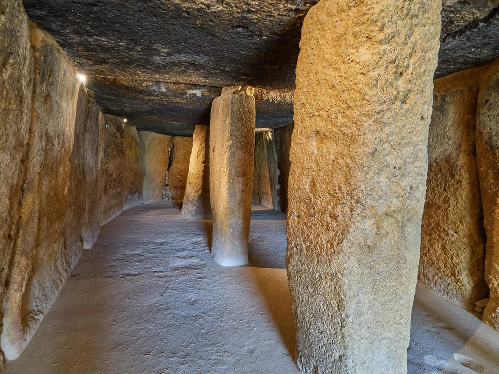 The interior of the Menga dolmen chamber