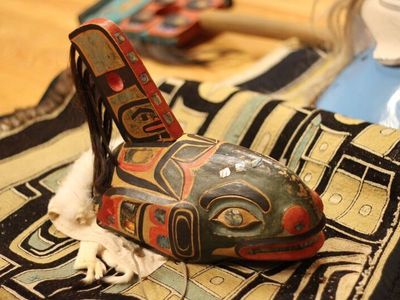 Tlingit Killer Whale Clan Hat digitized and repatriated by the Smithsonian’s National Museum of Natural History in 2005. (Nick Partridge, Smithsonian)