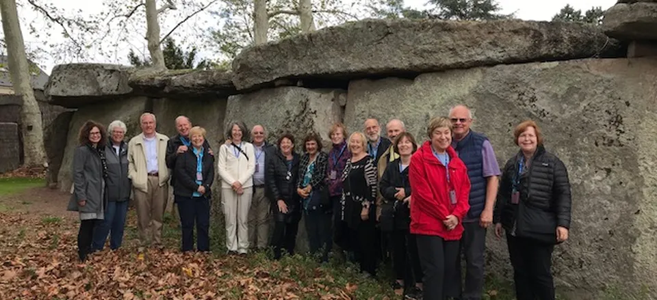  Travelers outside a megalith in Saumur. Credit: Catherine Chamoux