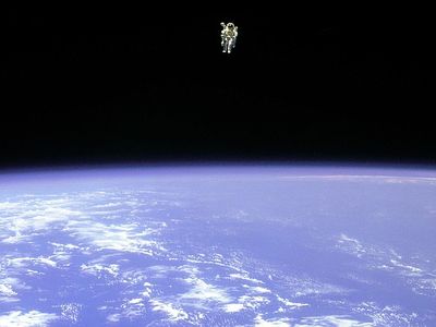 Bruce McCandless flying solo during mission STS-41B in 1984.