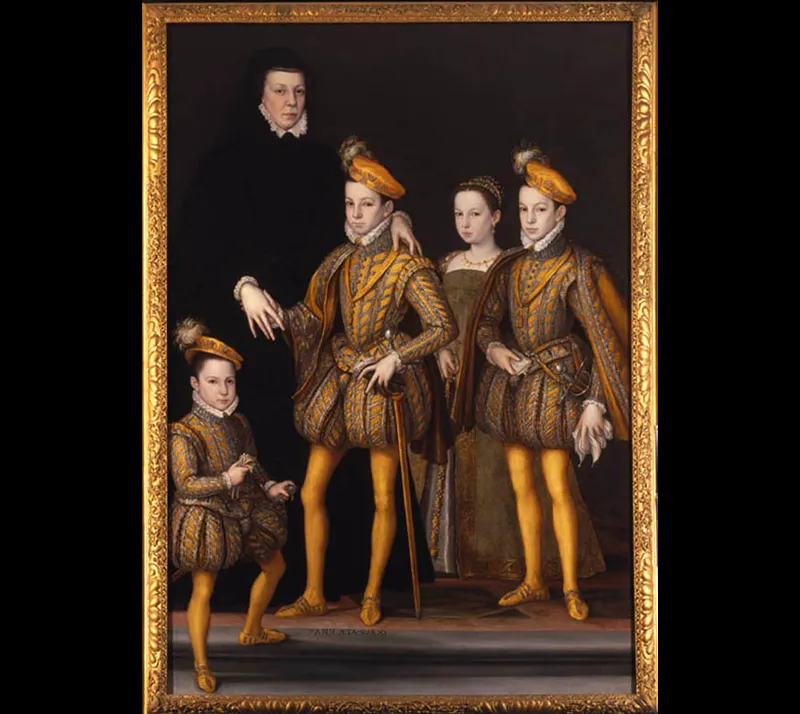 A 1561 portrait of Catherine with four of her children
