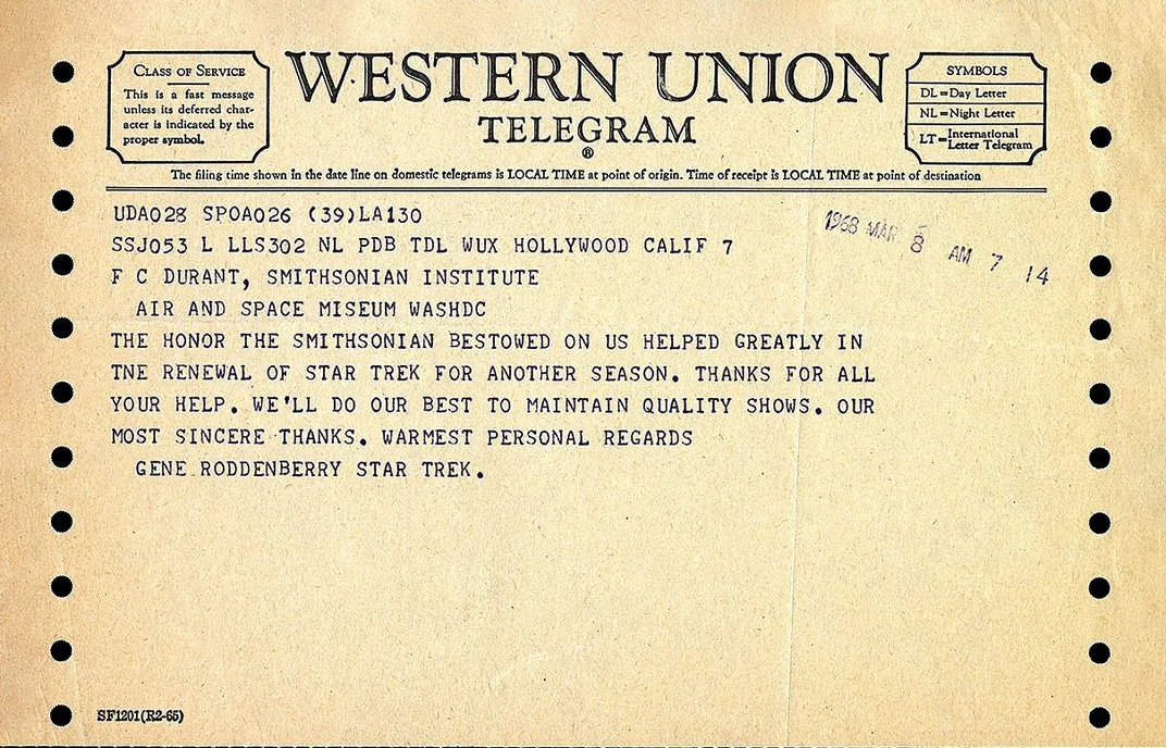 telegram to NASM
