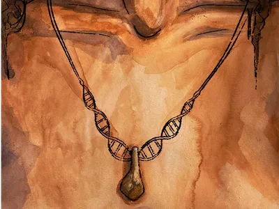 An artist&#39;s interpretation of what the pendant may have looked like as a necklace