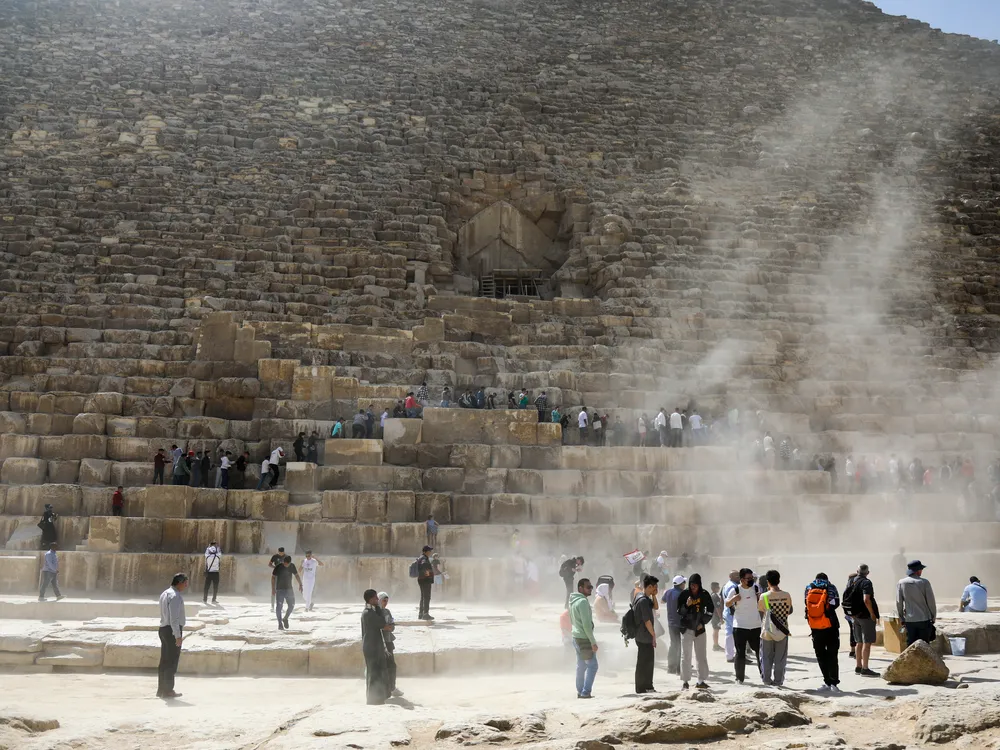 Tourists visiting the Great Pyramid