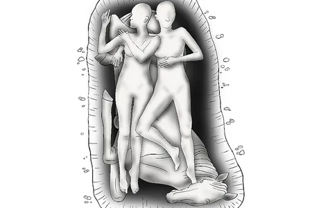 This artistic reconstruction shows how the two women and the horse may have originally been placed.