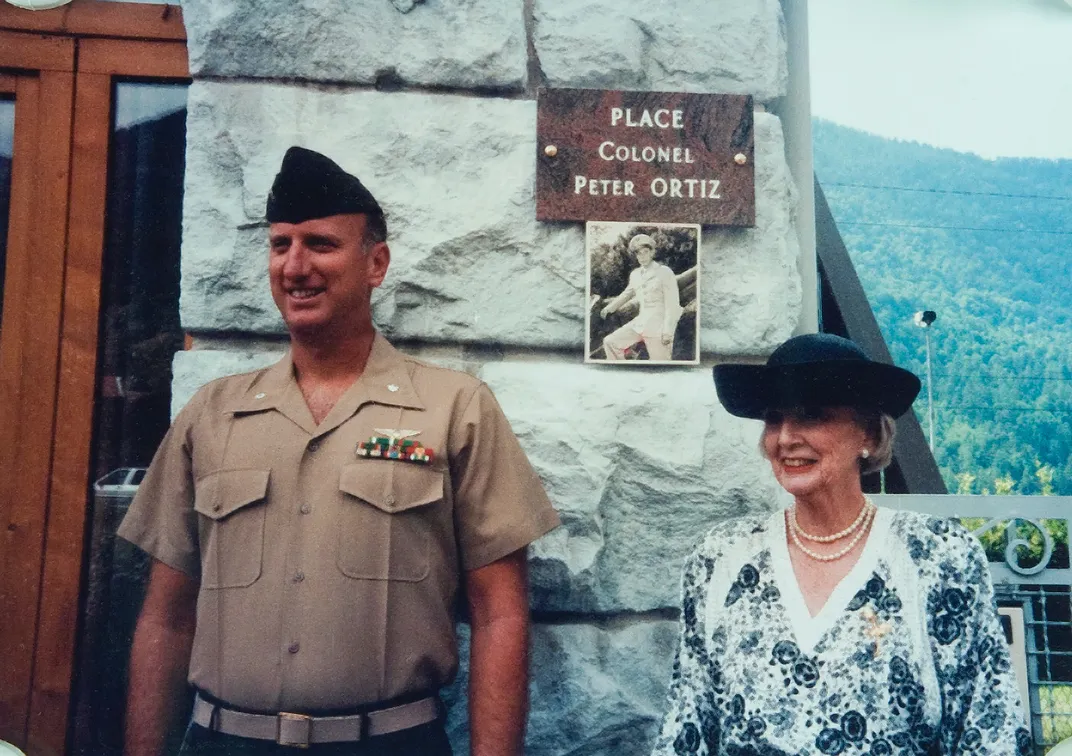 Ortiz's son, Pete. Jr., and his widow, Jean, in Centron for the 40th anniversary of the Union II landings