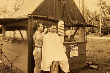 If you need a haircut on this South Pacific island, look for the Warhawk Barber Shop with its barber pole made of a bomb shell. 